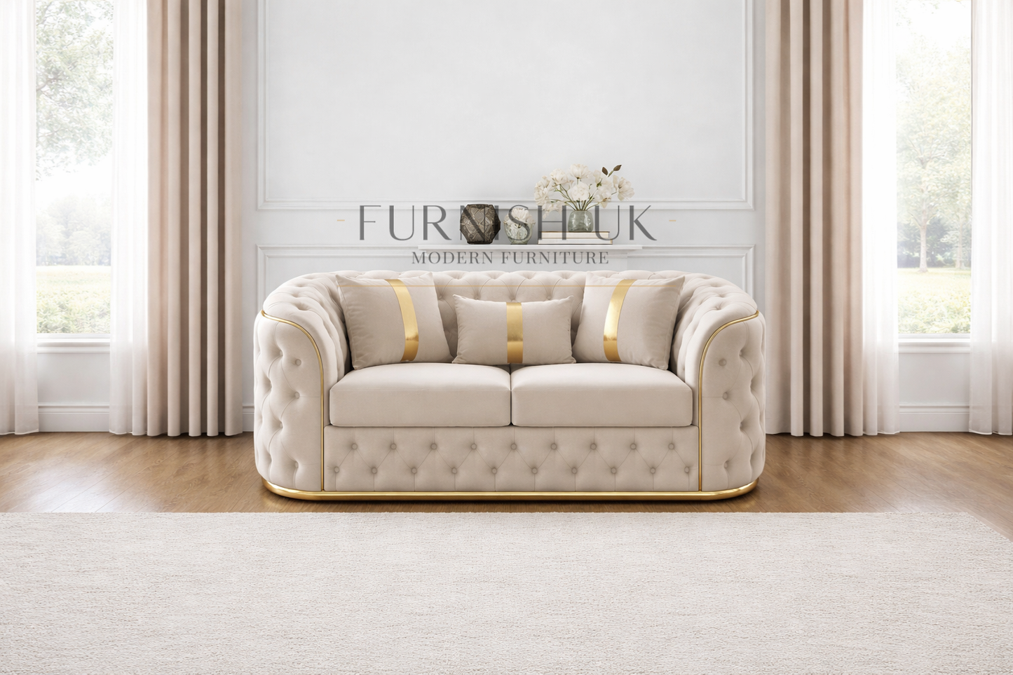 Prestige Gold Trim Chesterfield (2 Seater )